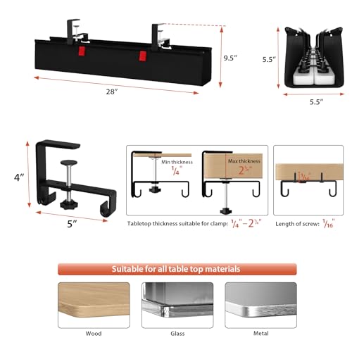 Univivi Under-Desk Cable Management Tray for Office Desks