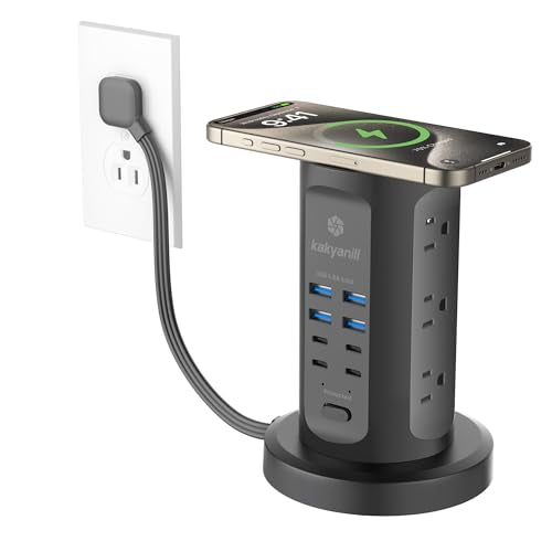 Kakyanill Power Strip Tower with 9 Outlets & 8 USB Ports
