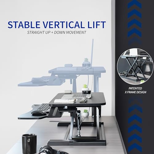 VIVO Desk Converter, K Series, Height Adjustable Sit to Stand Riser, Dual Monitor and Laptop Workstation with Wide Keyboard Tray