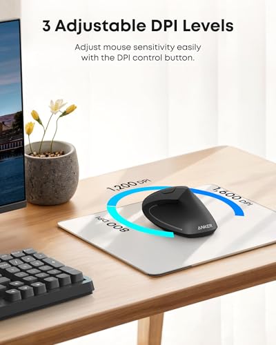 Anker 2.4G Wireless Ergonomic Mouse, Right Hand Vertical Mouse USB Receiver