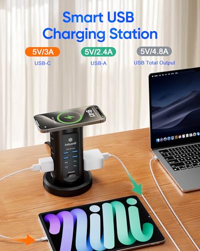 Kakyanill Power Strip Tower with 9 Outlets & 8 USB Ports