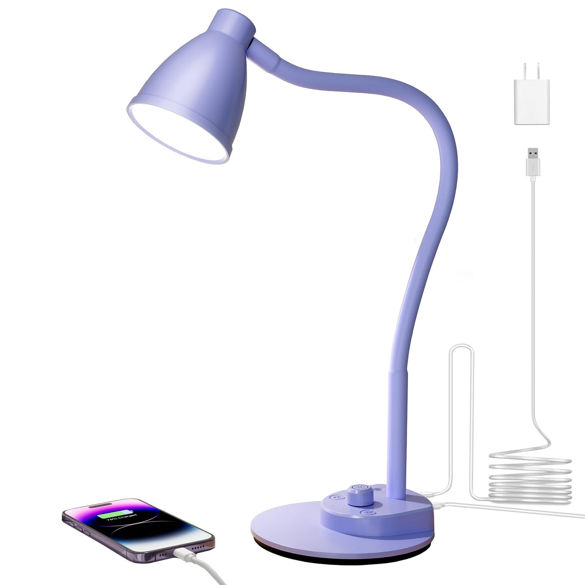 BOHON LED Desk Lamp with USB Charging & 3 Color Modes