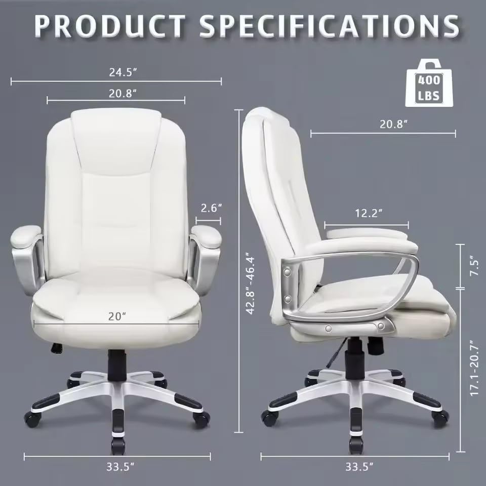Business, Luxury High Back Computer Chair Ergonomic Adjustable PU Leather Chairs Office