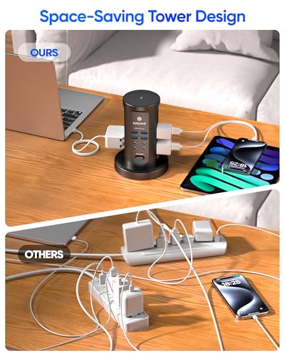 Kakyanill Power Strip Tower with 9 Outlets & 8 USB Ports