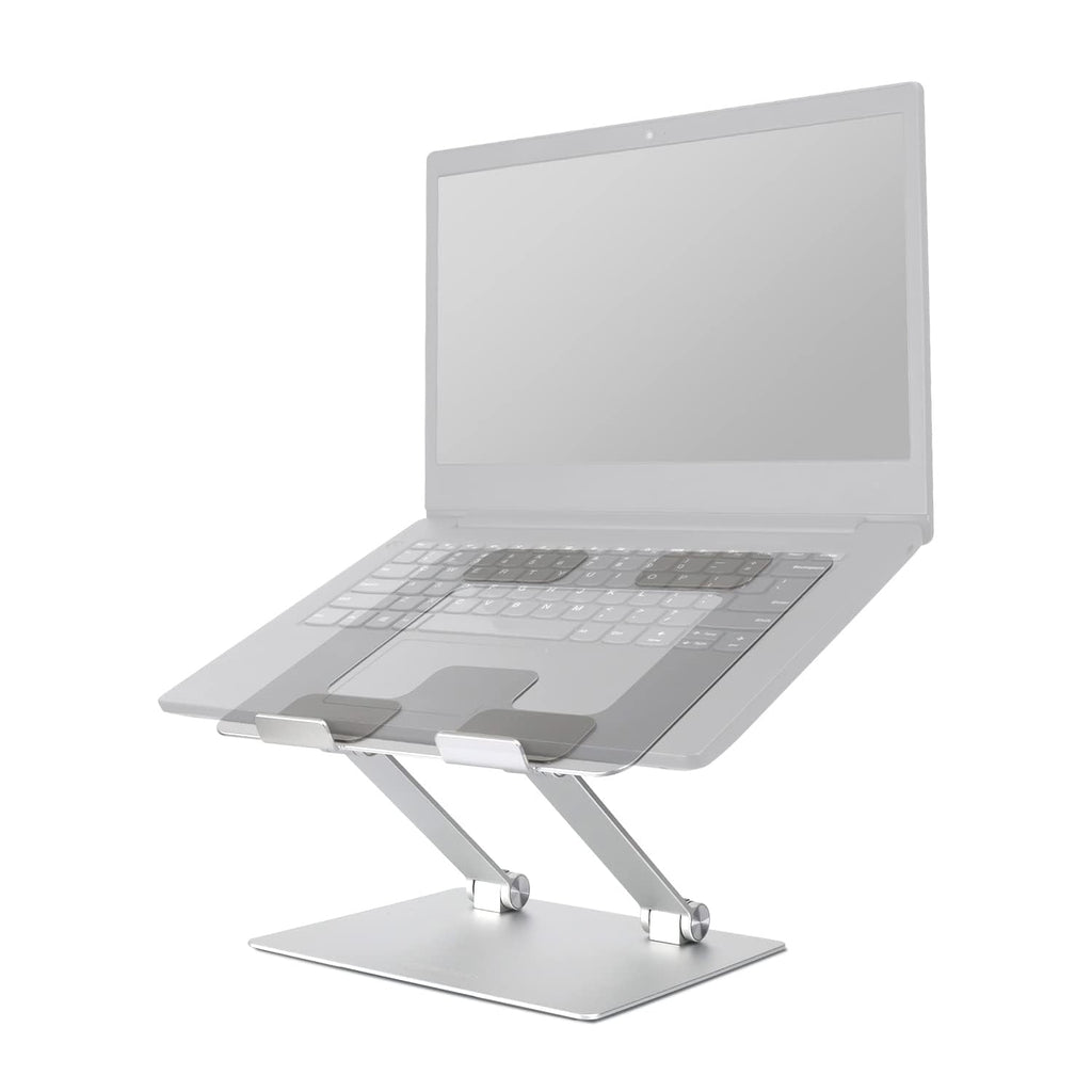 Amazon Basics Sturdy and Portable Ergonomic Laptop Stand for Desk, Adjustable Riser, Fits All Laptops and Notebooks up to 17.3 Inch, Silver, 10 x 8.7 x 6 in