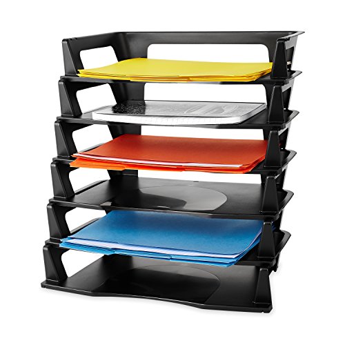 Rubbermaid Six-Tier Letter Tray Organizer, Black