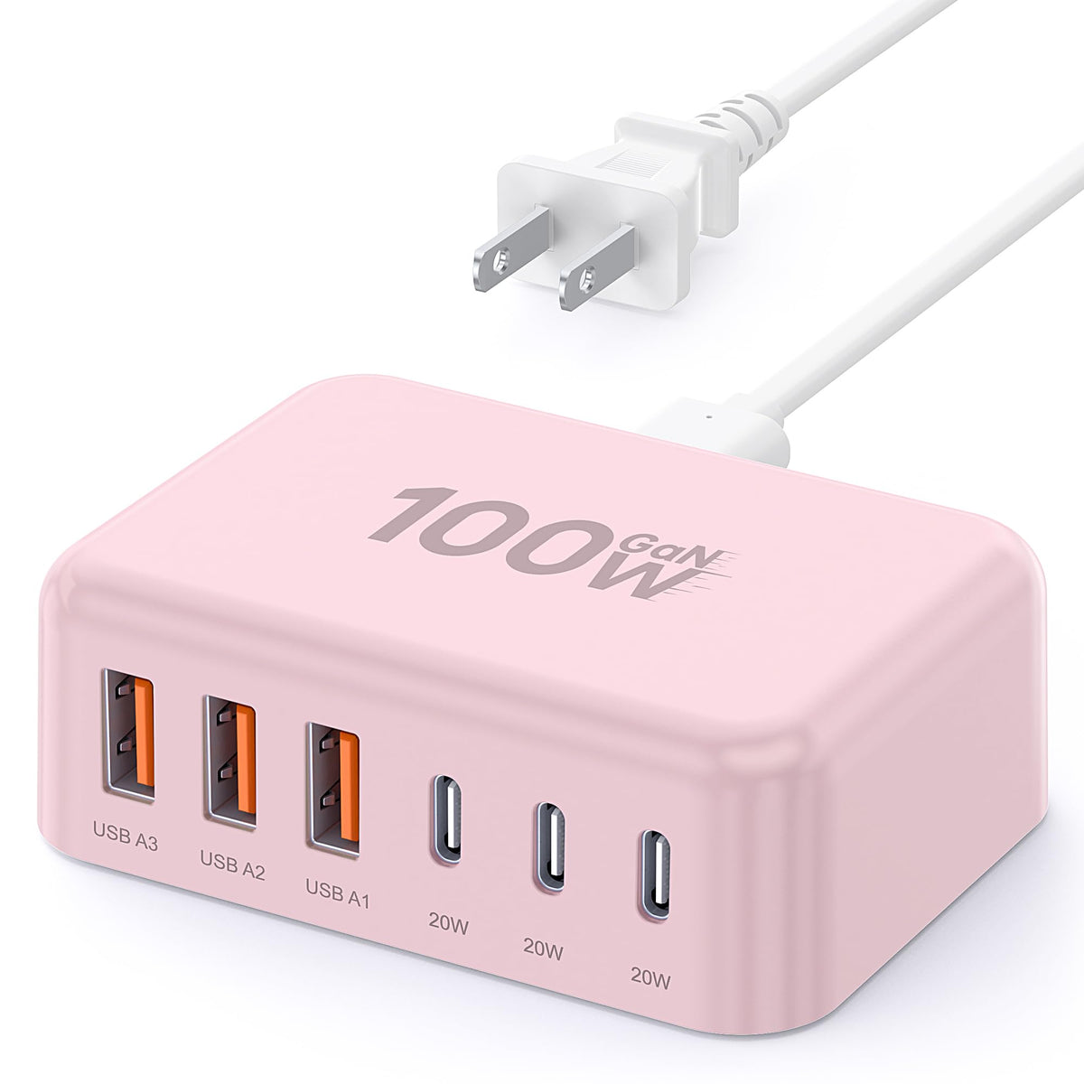100W GaN 6-Port USB-C Fast Charging Station Hub