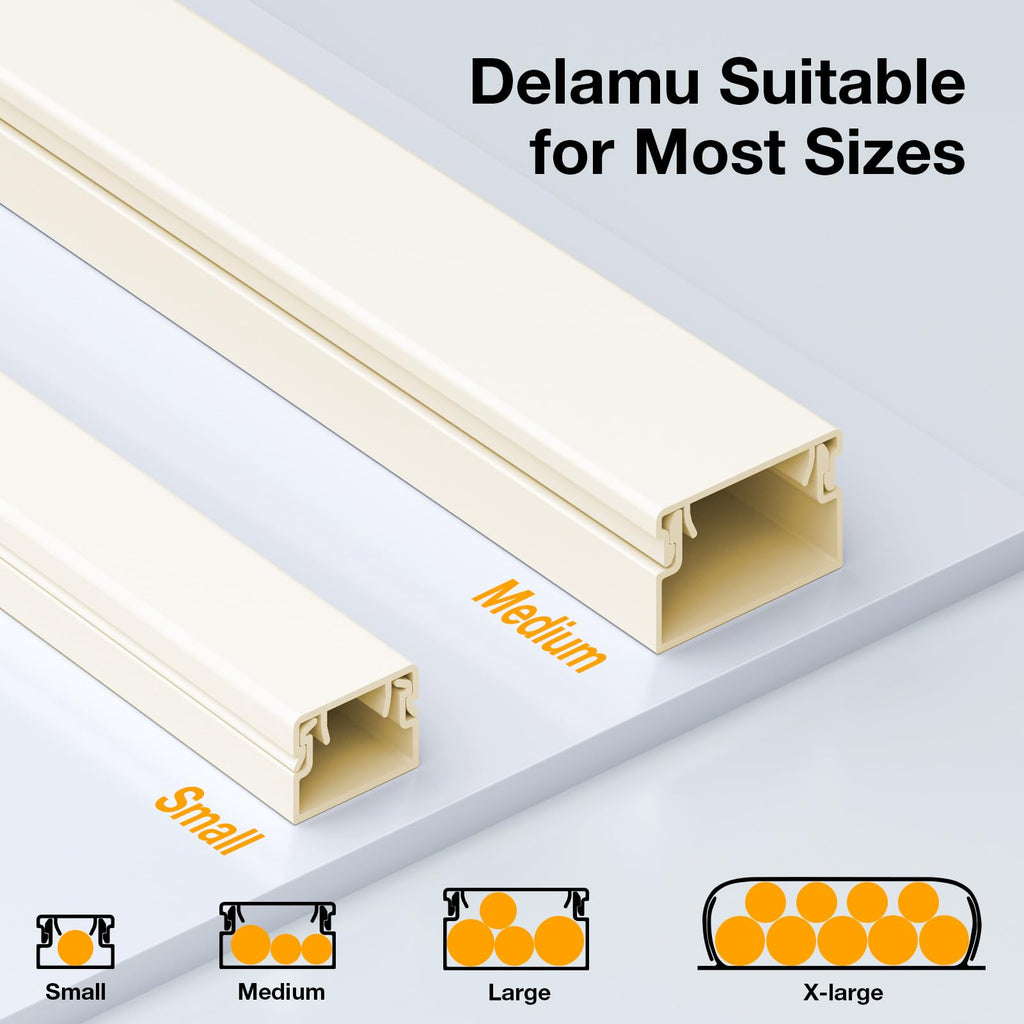 Delamu Paintable Cord Cover Raceway Kit for Cable Management