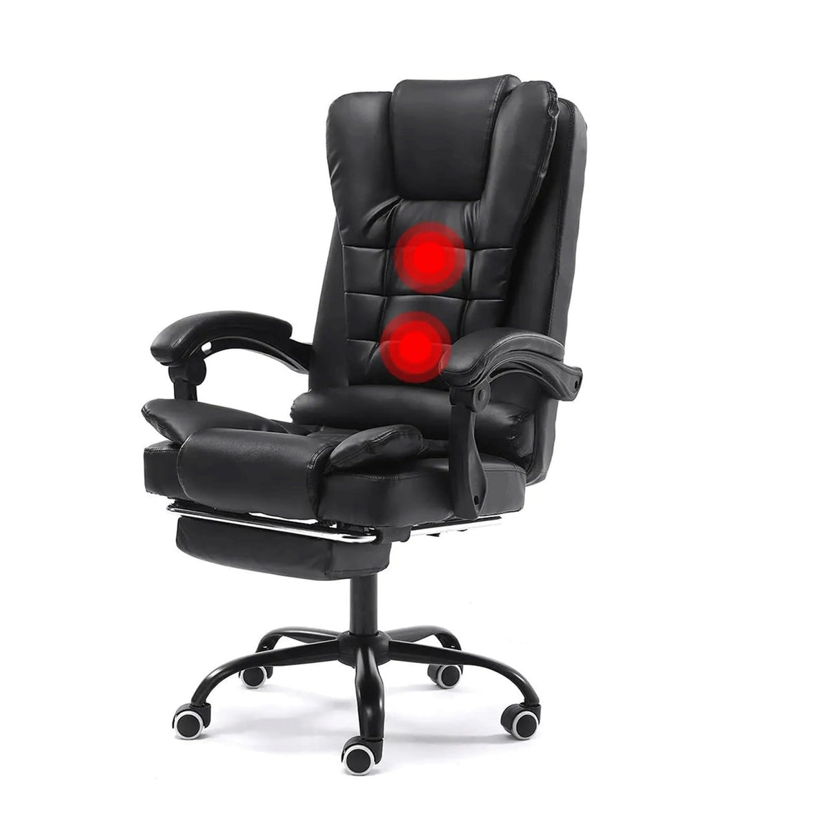 DUYHBAWRS Adjustable Executive Massage Office Chair Reclining High Back Big Tall Leather Ergonomic Swivel Task Chair with Footrest