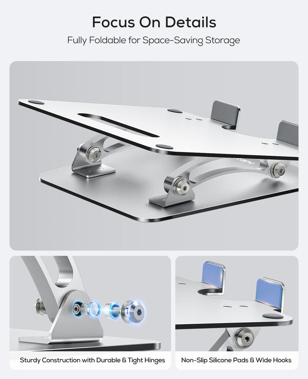 Nulaxy Large Heavy Duty Laptop Stand for Desk, Ergonomic Height Angle Adjustable Laptop Riser Holder Compatible with 10-17" Laptop Notebook Computer