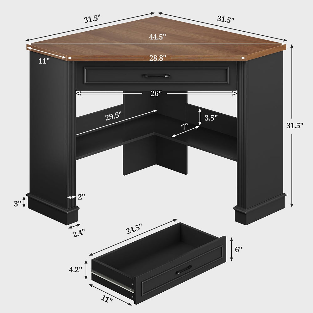 SEDETA Corner Computer Desk with Drawers & Storage Shelves