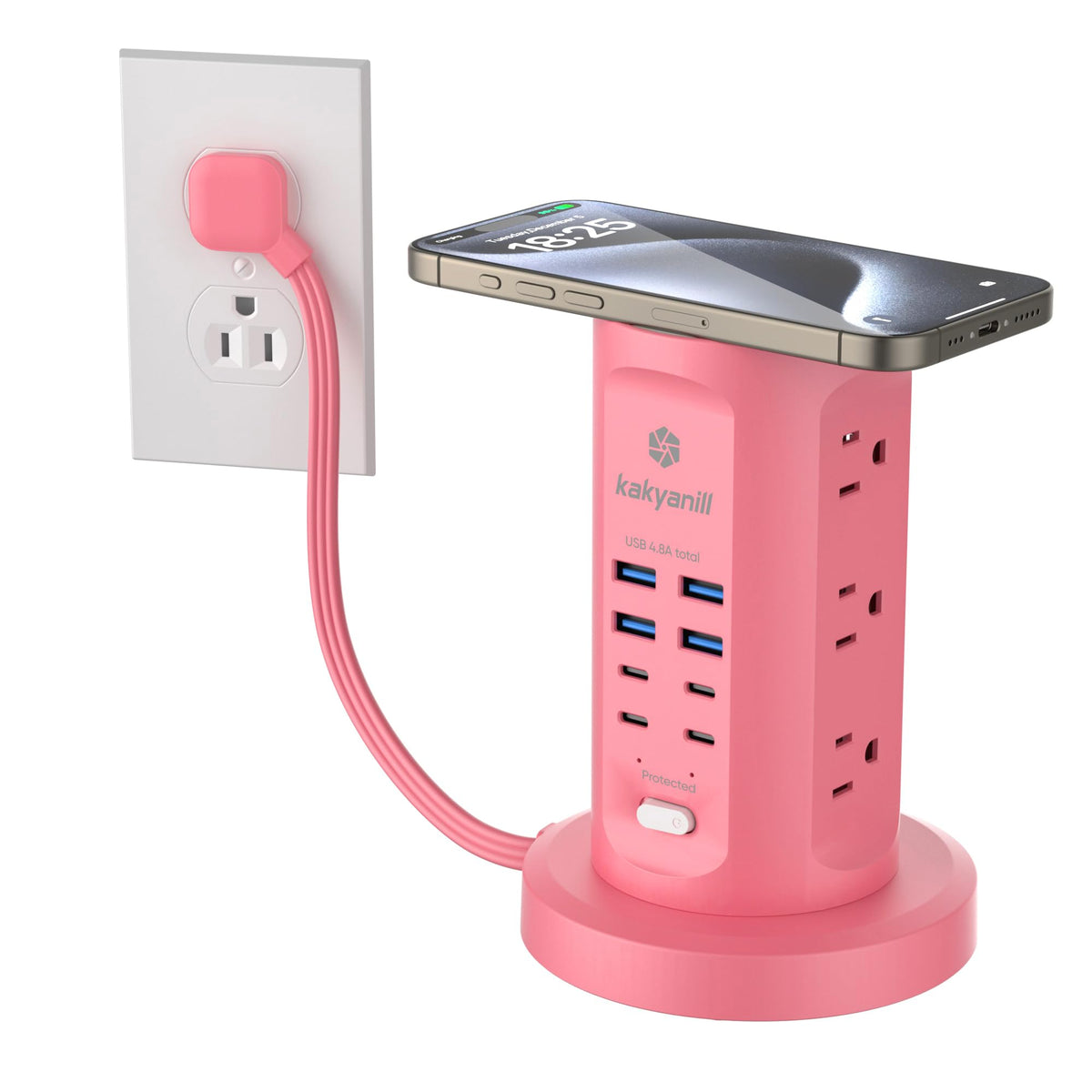 Kakyanill Power Strip Tower with 9 Outlets & 8 USB Ports