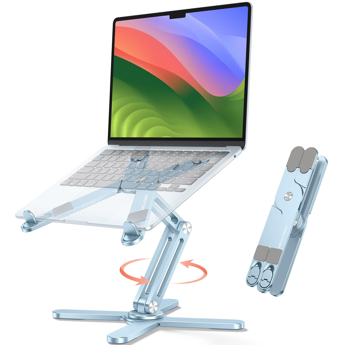 OMOTON 360° Rotating Laptop Stand Riser for Desk, Ergonomic Foldable Computer Stand Adjustable Height Angles for Collaborative Work, Easy Storage Fit Macbooks,All Laptops up to 16 inches