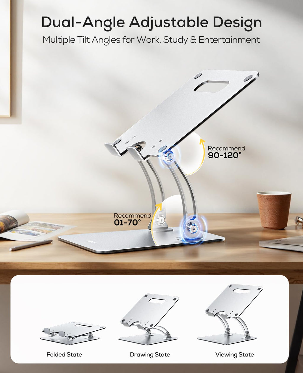 Nulaxy Large Heavy Duty Laptop Stand for Desk, Ergonomic Height Angle Adjustable Laptop Riser Holder Compatible with 10-17" Laptop Notebook Computer