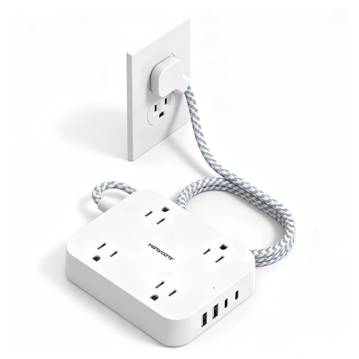 Flat Plug Power Strip with 4 USB Ports, 2 USB-C & 4 Outlets