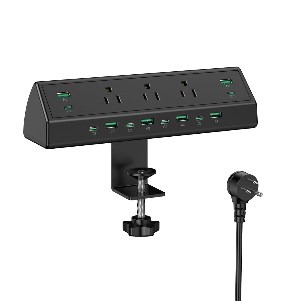 Desk Clamp Power Strip with 20W USB-C & 6-Foot Cord