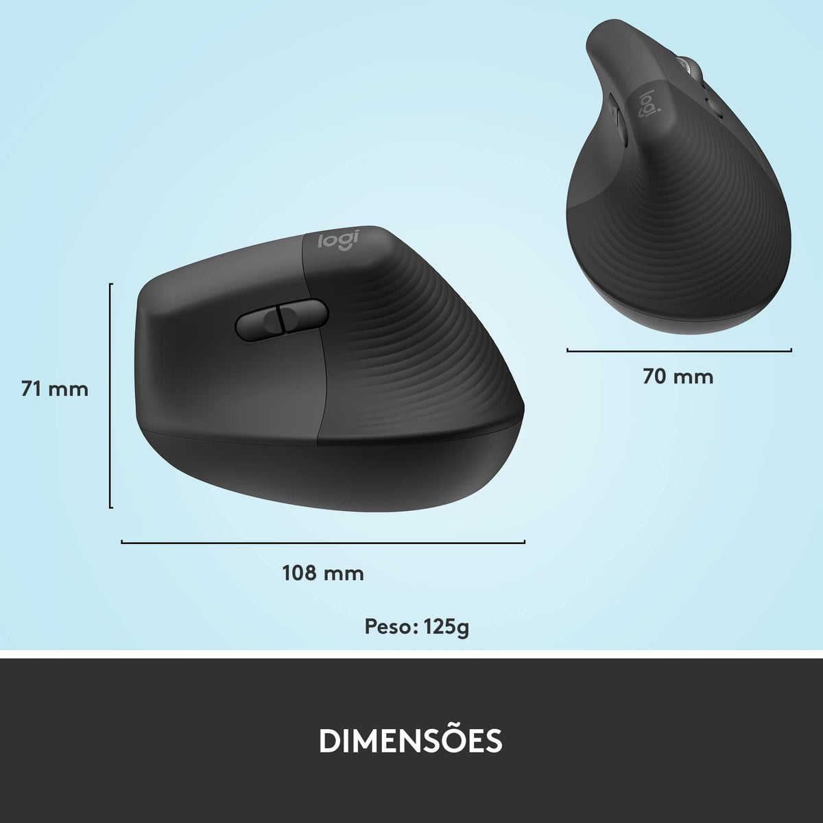 Logitech Lift Vertical Ergonomic Mouse, Wireless Bluetooth or USB Receiver, Quiet Clicks, 4 Buttons, Right Hand Wireless Mouse, Windows/macOS/iPadOS, Laptop, PC - Graphite, Pack of 4