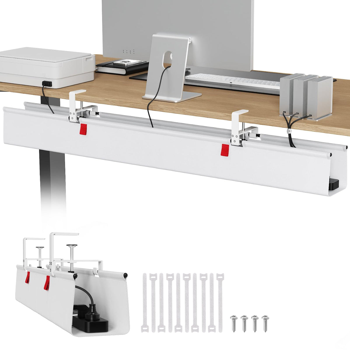 Univivi Under-Desk Cable Management Tray for Office Desks