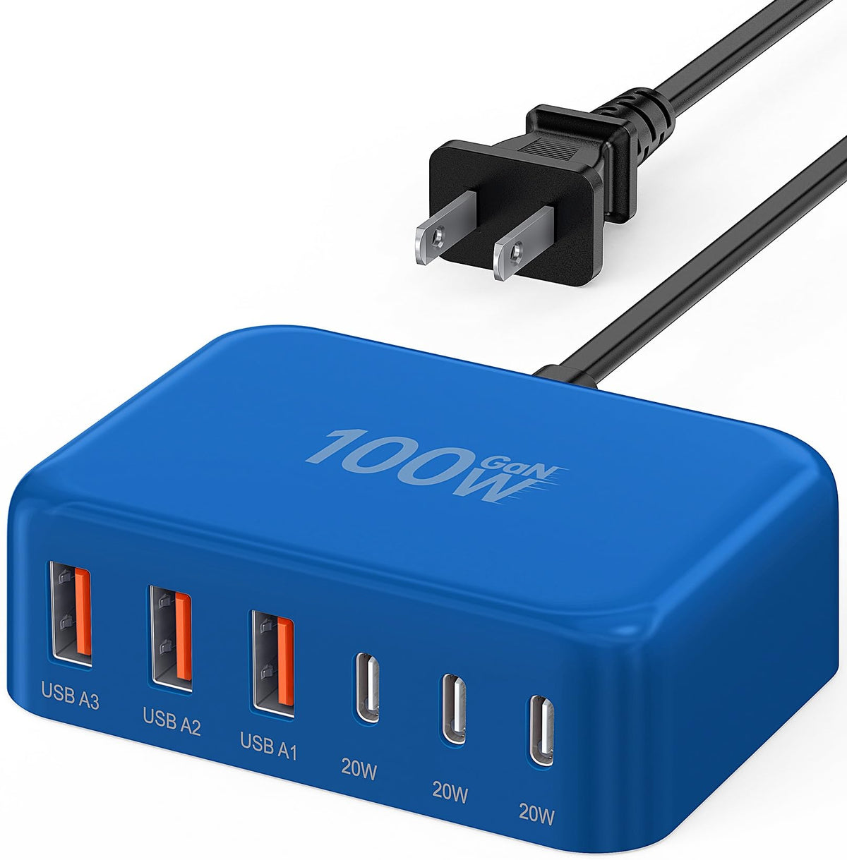 100W GaN 6-Port USB-C Fast Charging Station Hub