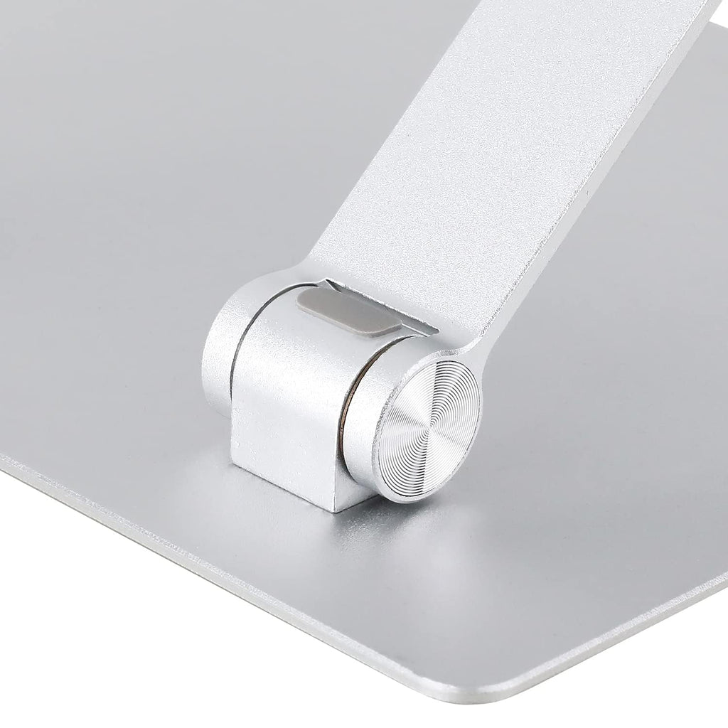 Amazon Basics Sturdy and Portable Ergonomic Laptop Stand for Desk, Adjustable Riser, Fits All Laptops and Notebooks up to 17.3 Inch, Silver, 10 x 8.7 x 6 in