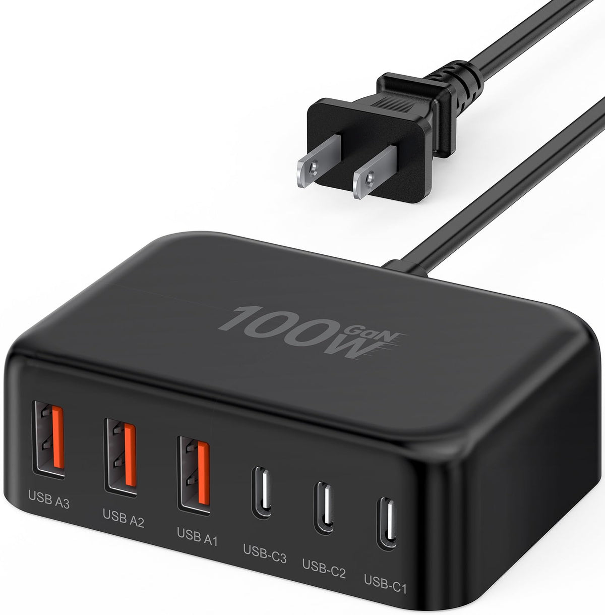 100W GaN 6-Port USB-C Fast Charging Station Hub