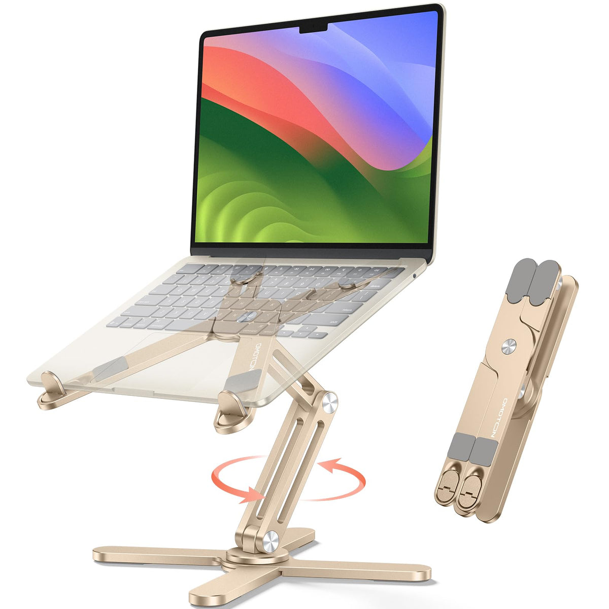OMOTON 360° Rotating Laptop Stand Riser for Desk, Ergonomic Foldable Computer Stand Adjustable Height Angles for Collaborative Work, Easy Storage Fit Macbooks,All Laptops up to 16 inches