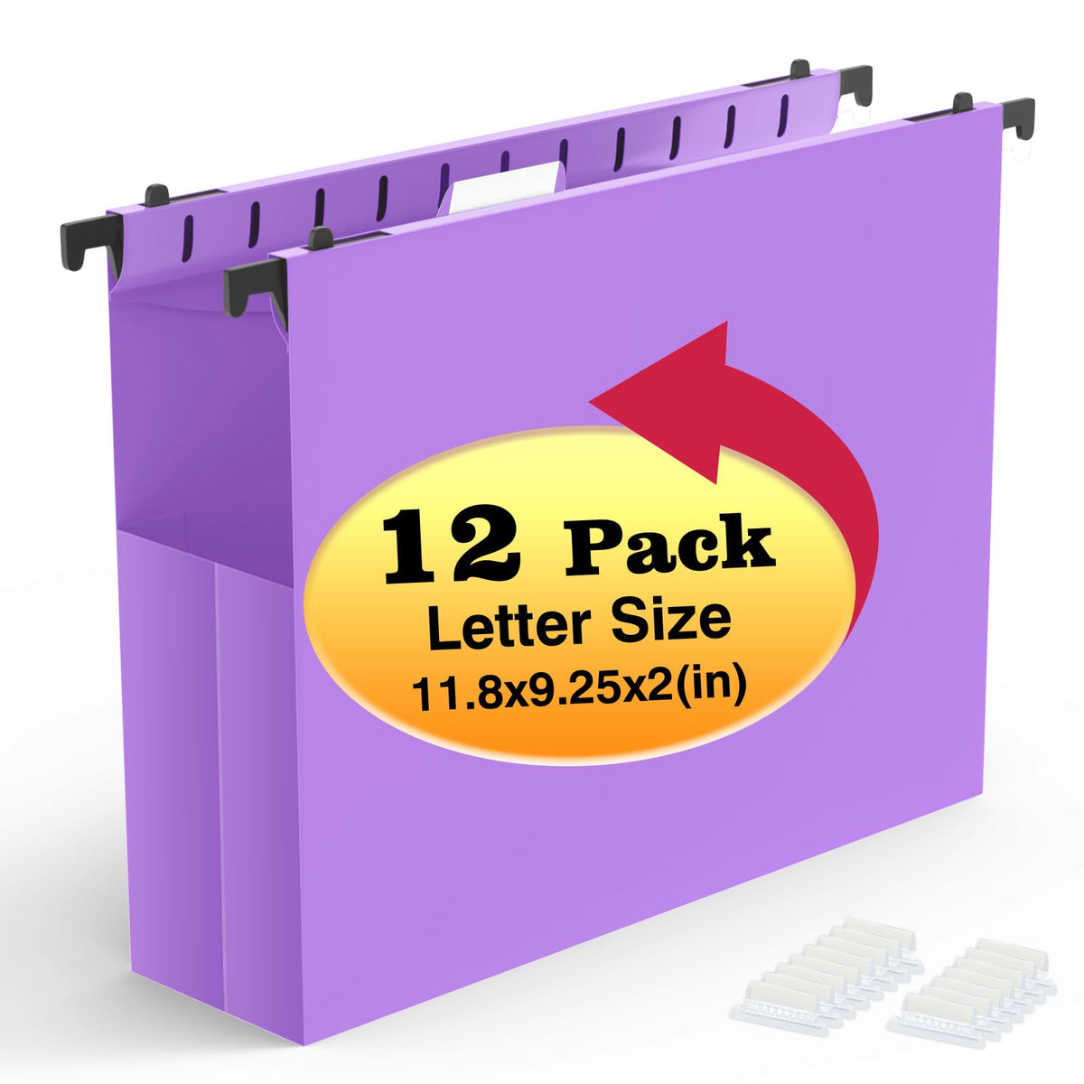 12-Pack Extra-Capacity Hanging File Folders, Letter Size