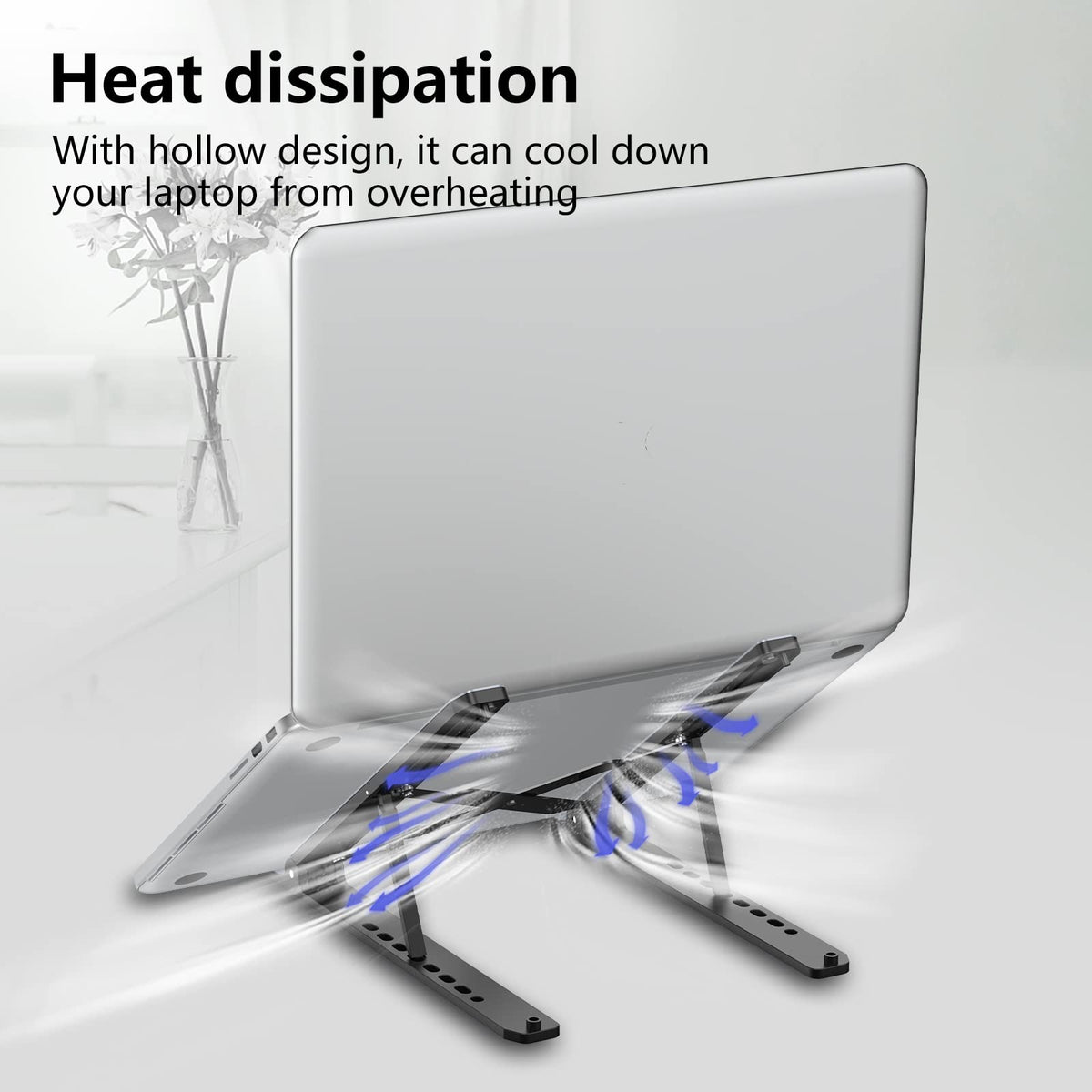 Tonmom Laptop Ständer, Faltbarer Notebook Ständer, Höhenverstellbarer Laptopständer Belüftet Kühlung Laptop Halterung für MacBook Pro/Air, HP, Sony, Dell,alle 10-15,6 ” Laptops
