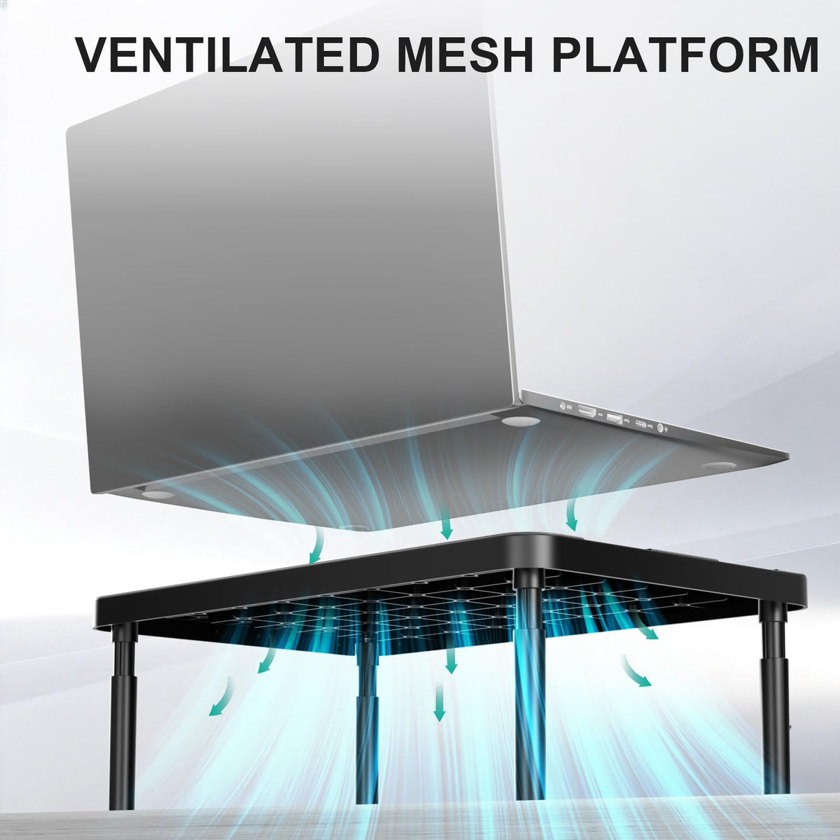 WALI Computer Monitor Stand for Desk, Adjustable Laptop Riser, Desk Monitor Stand Underneath Storage for Office, Home, School Supplies