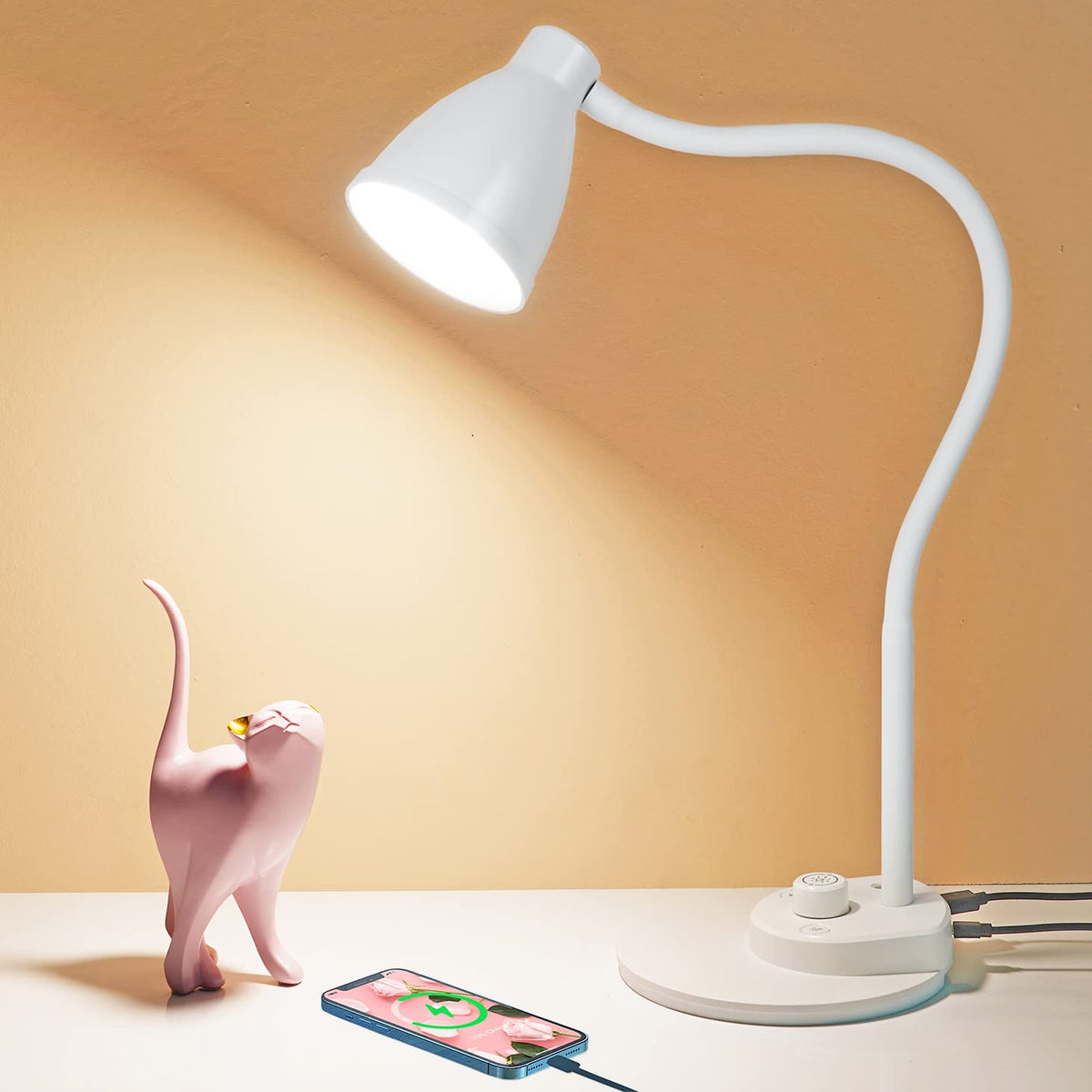 BOHON LED Desk Lamp with USB Charging & 3 Color Modes