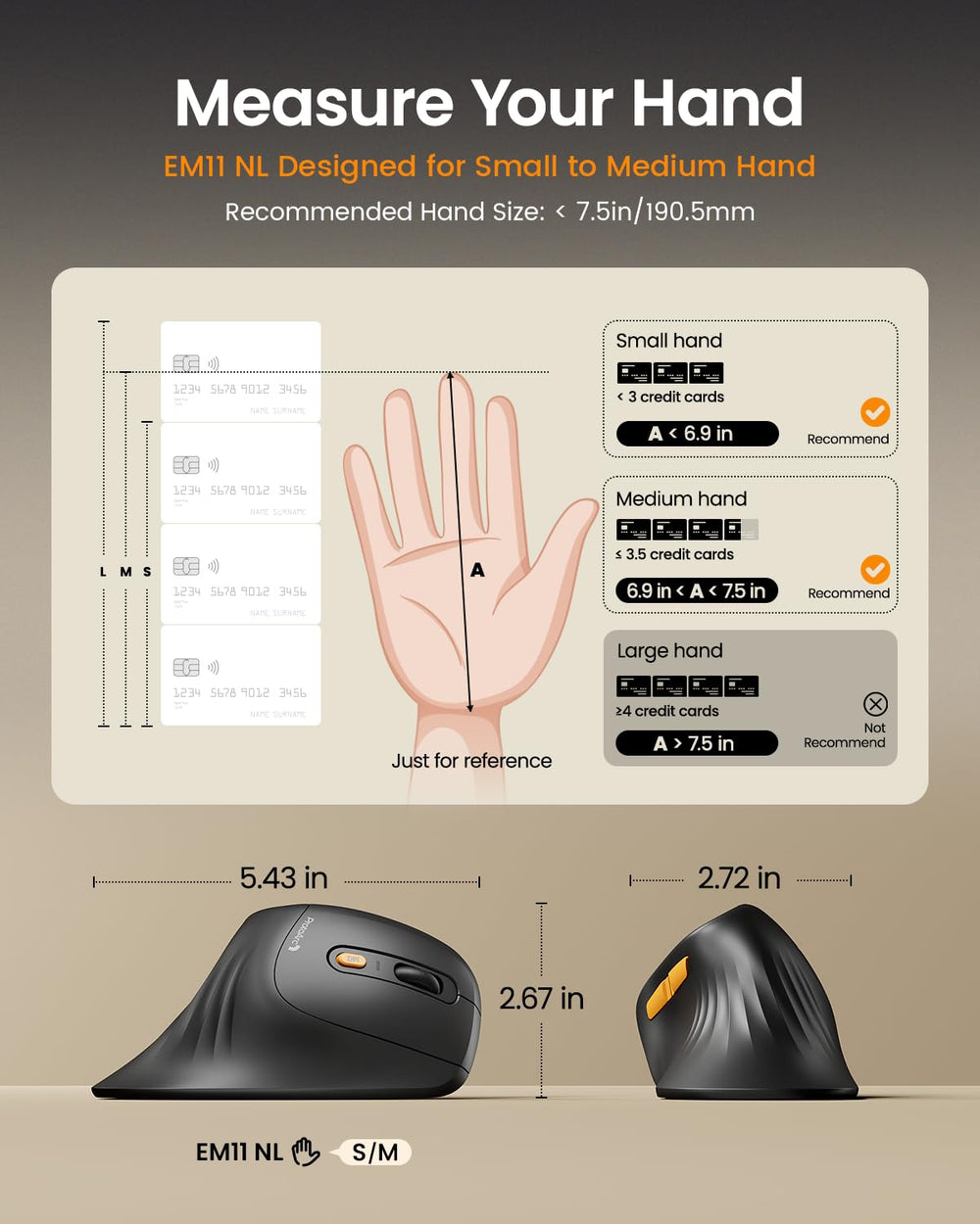 ProtoArc EM11 NL Wireless Vertical Ergonomic Mouse