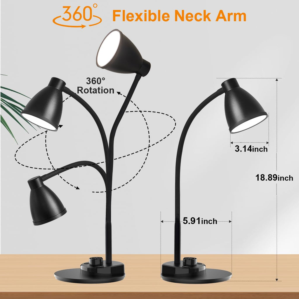 BOHON LED Desk Lamp with USB Charging & 3 Color Modes