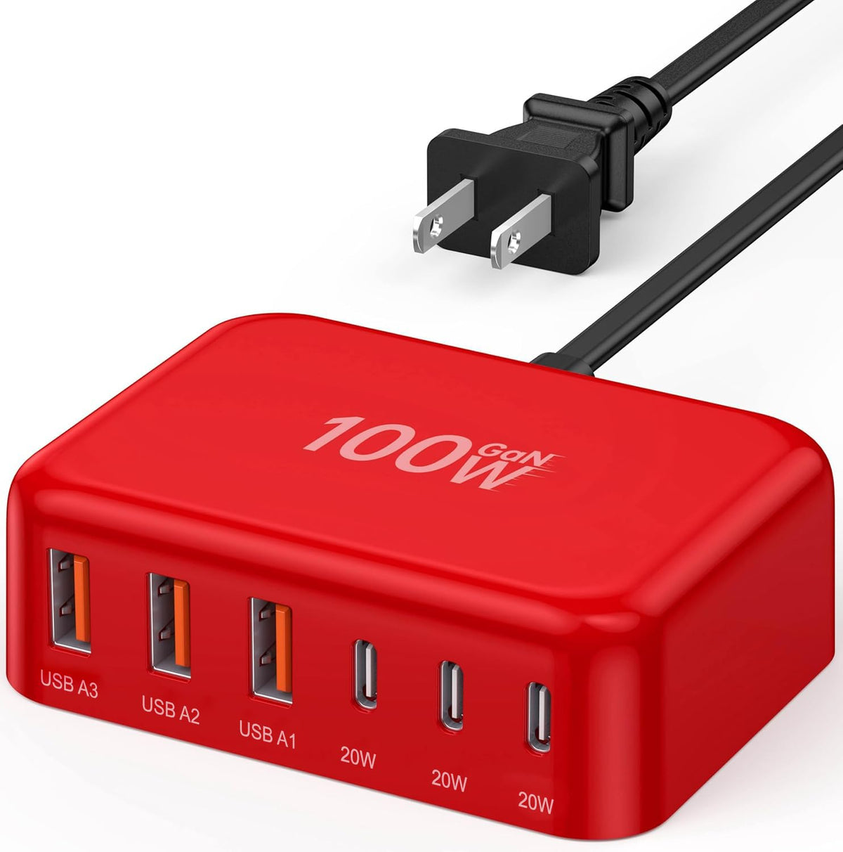 100W GaN 6-Port USB-C Fast Charging Station Hub
