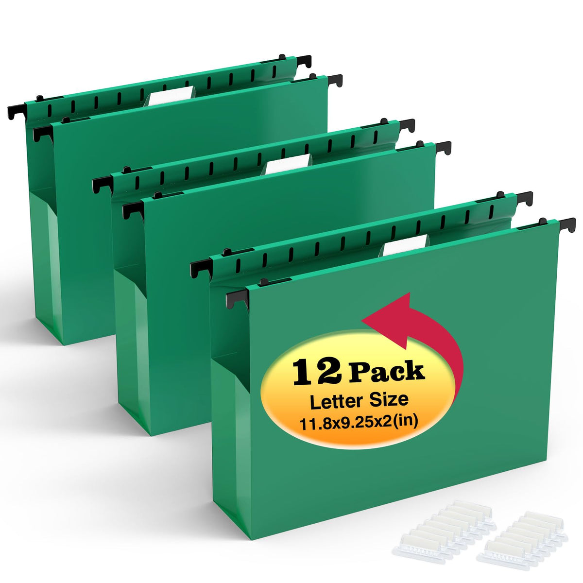 12-Pack Extra-Capacity Hanging File Folders, Letter Size