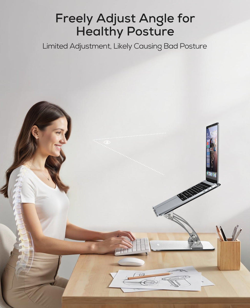 Nulaxy Large Heavy Duty Laptop Stand for Desk, Ergonomic Height Angle Adjustable Laptop Riser Holder Compatible with 10-17" Laptop Notebook Computer