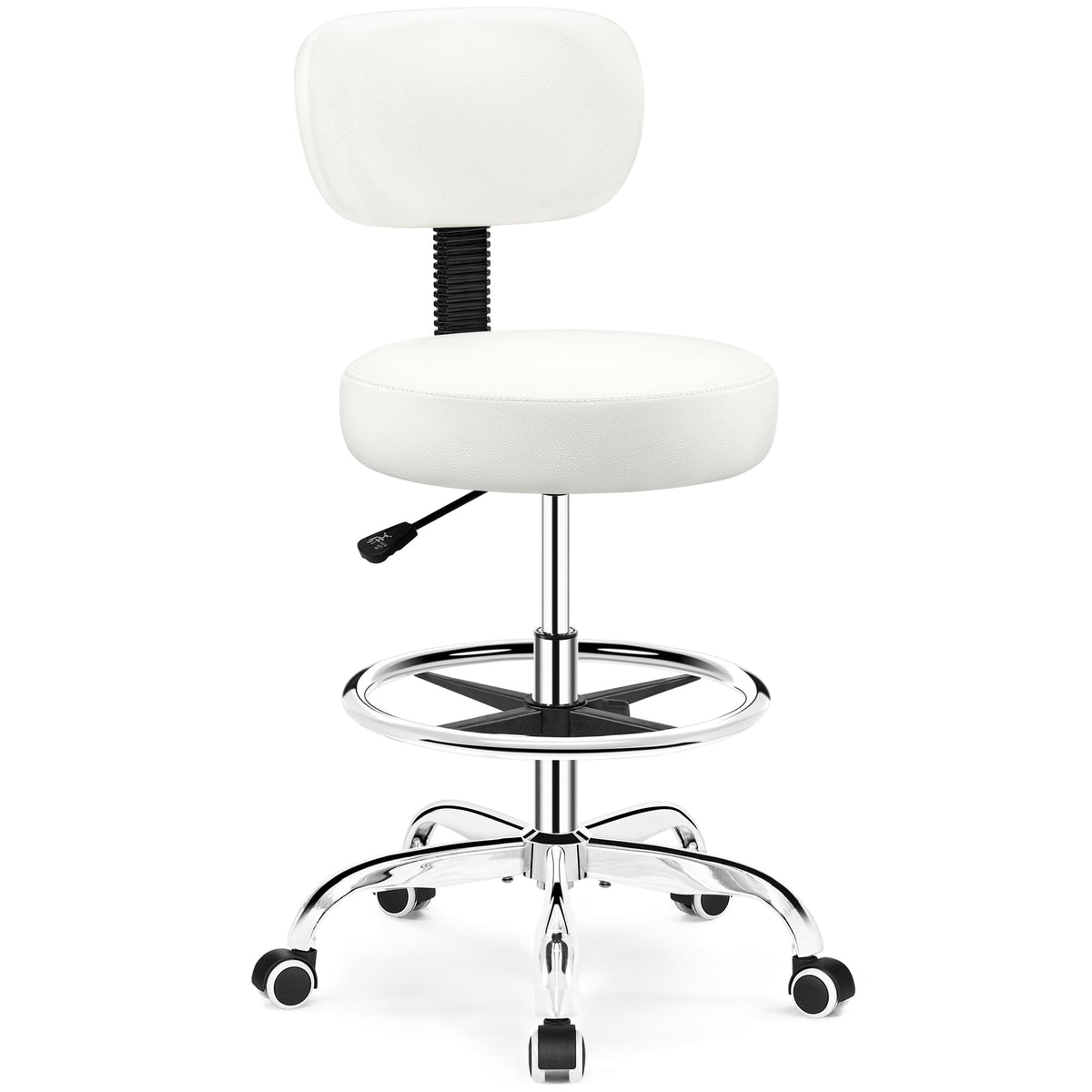 Brick Attic Drafting Chair with Backrest – Adjustable Foot Rest Rolling Stool with Wheels