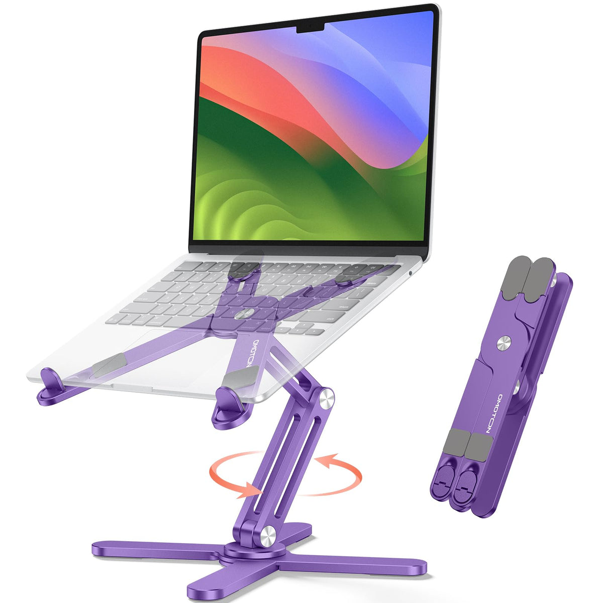 OMOTON 360° Rotating Laptop Stand Riser for Desk, Ergonomic Foldable Computer Stand Adjustable Height Angles for Collaborative Work, Easy Storage Fit Macbooks,All Laptops up to 16 inches