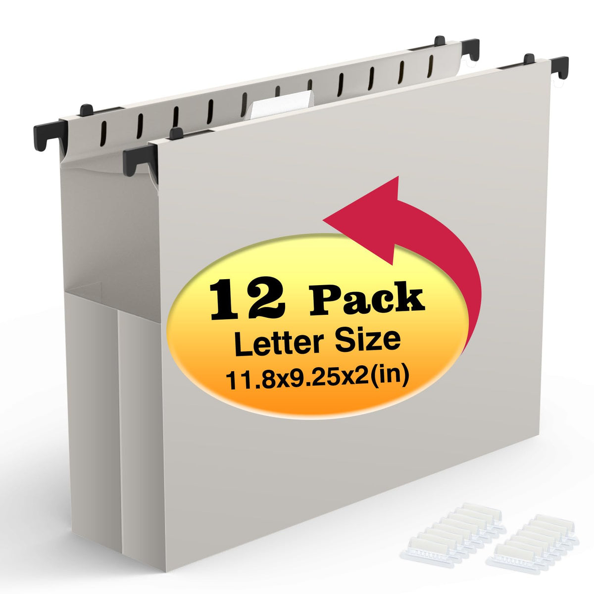 12-Pack Extra-Capacity Hanging File Folders, Letter Size
