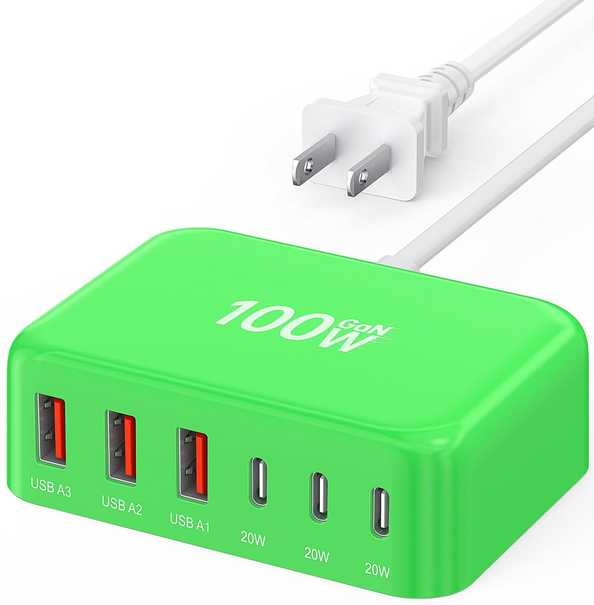 100W GaN 6-Port USB-C Fast Charging Station Hub