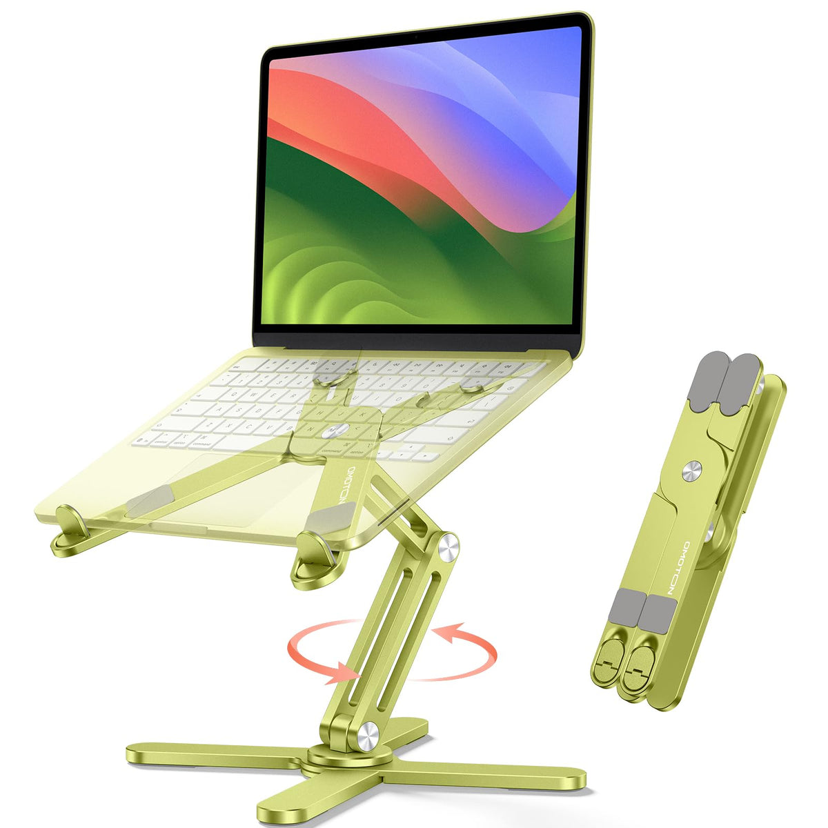 OMOTON 360° Rotating Laptop Stand Riser for Desk, Ergonomic Foldable Computer Stand Adjustable Height Angles for Collaborative Work, Easy Storage Fit Macbooks,All Laptops up to 16 inches