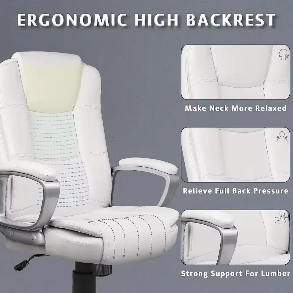 Business, Luxury High Back Computer Chair Ergonomic Adjustable PU Leather Chairs Office