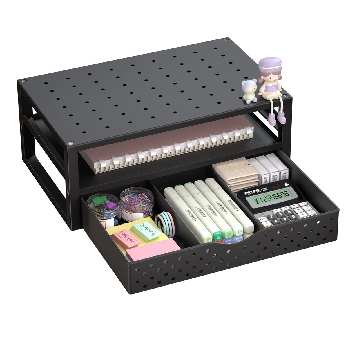 WALI Desk Organizer with Drawer, Pen Holder & Storage Compartments