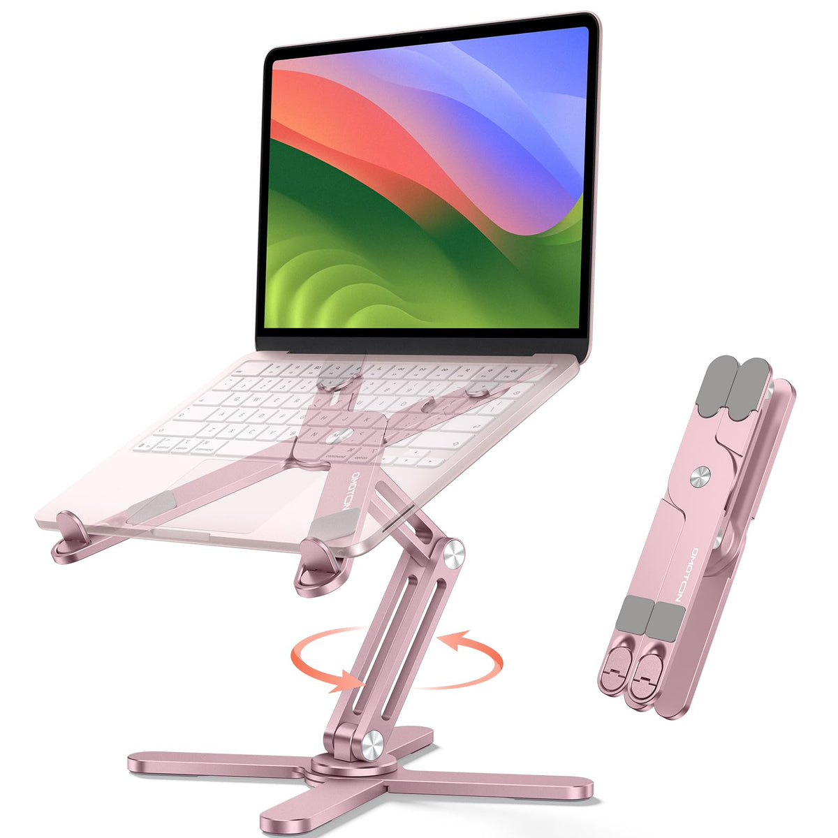 OMOTON 360° Rotating Laptop Stand Riser for Desk, Ergonomic Foldable Computer Stand Adjustable Height Angles for Collaborative Work, Easy Storage Fit Macbooks,All Laptops up to 16 inches