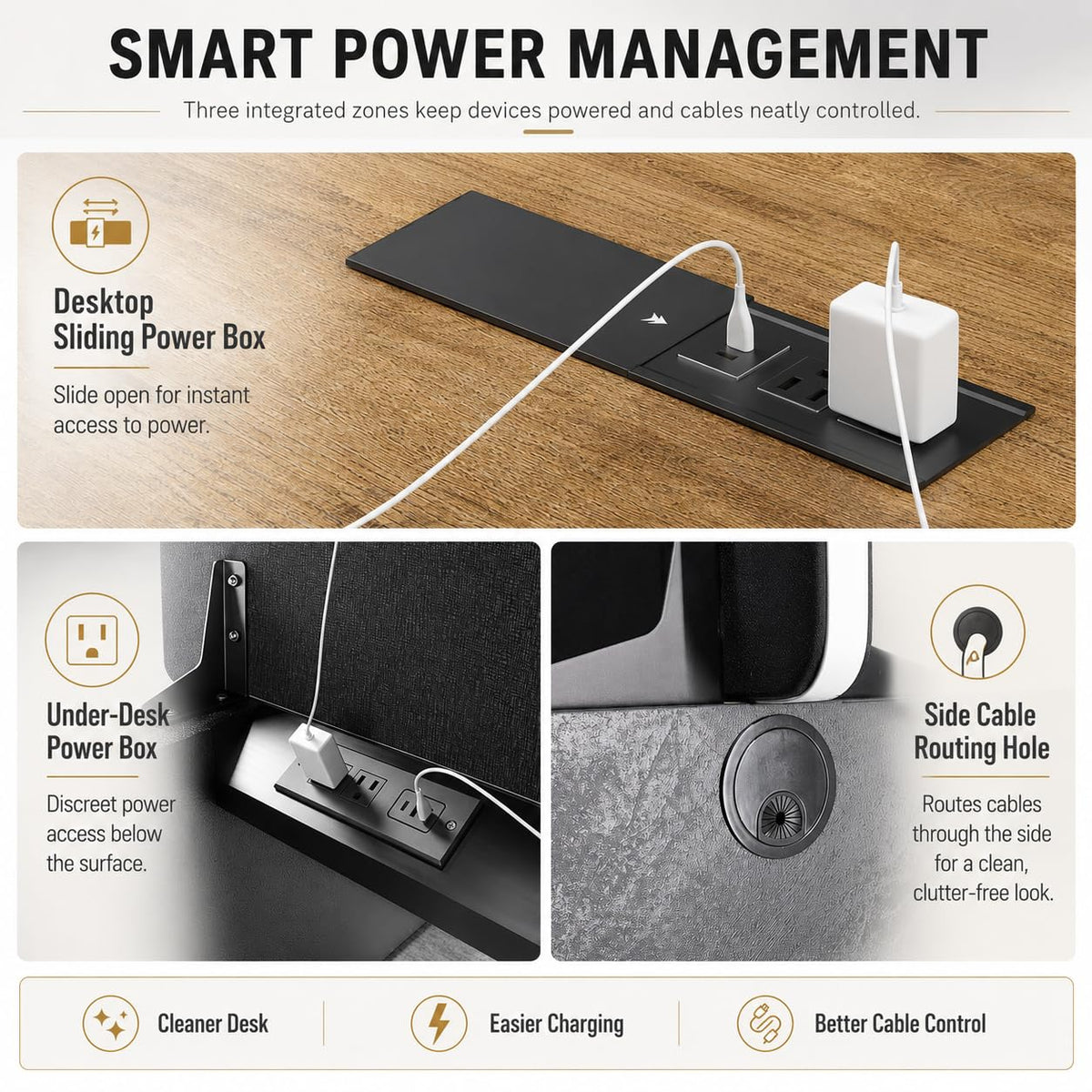 SAINTCY Two-Person Standing Office Desk with Built-in USB Outlet