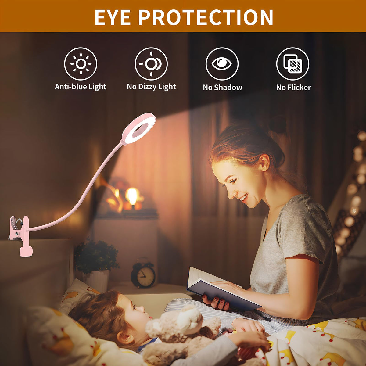 iZELL LED Clamp Desk Lamp with 3 Color Modes & 10 Levels