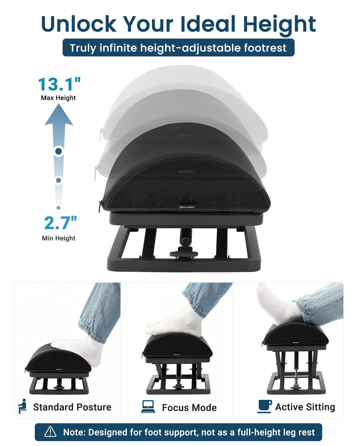 Wikabex Step-Adjustable Ergonomic Office Foot Rest
