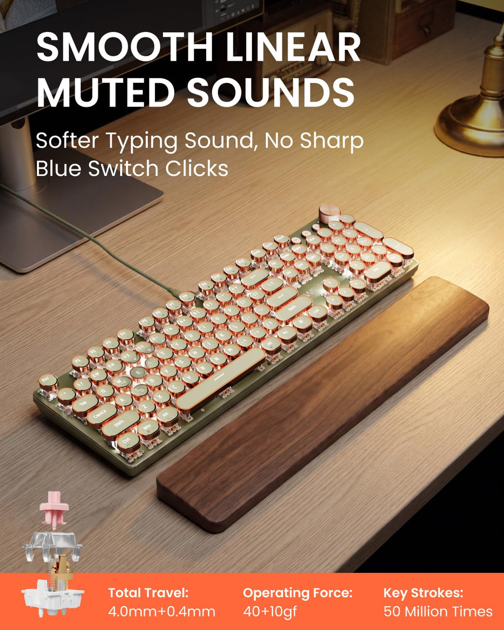 SEUNKWANG EWEADN Typewriter Style Mechanical Gaming Keyboard Wired