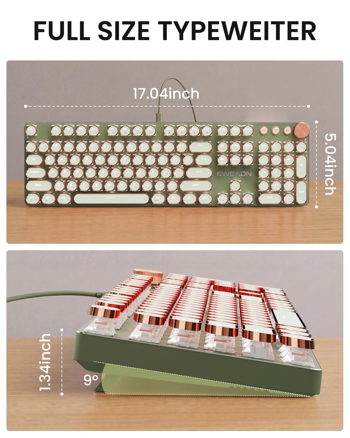 SEUNKWANG EWEADN Typewriter Style Mechanical Gaming Keyboard Wired