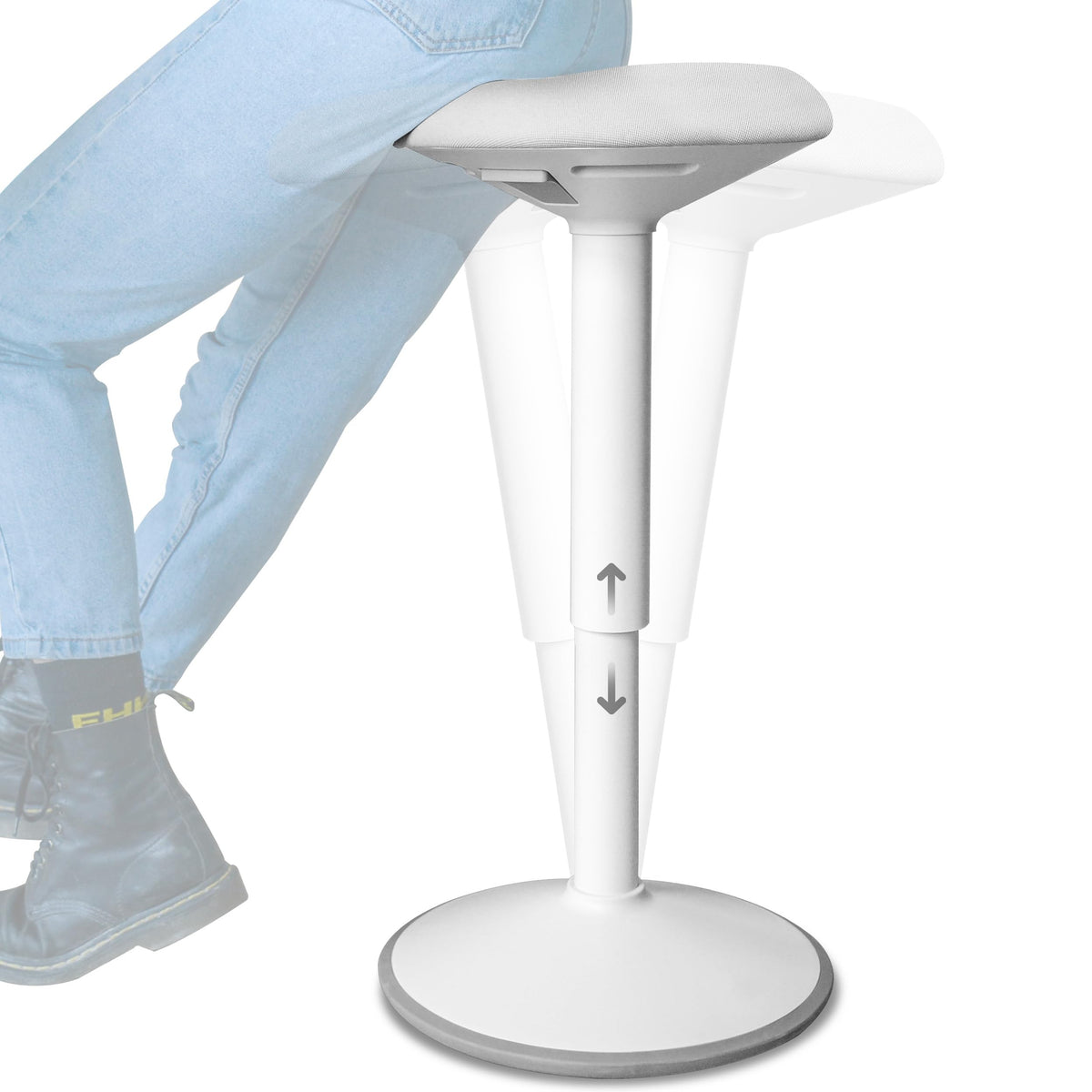 Backerz Standing Desk Stool Chair, Height Adjustable Stool for Office and Classroom, Swivel seat, Anti-Slip Bottom Ergonomic Wobble Stool with Rocking Motion