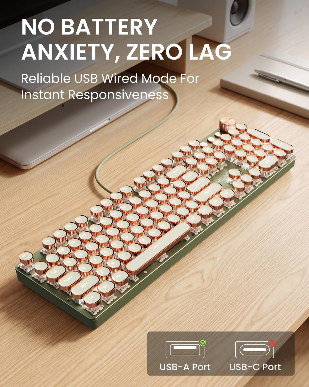 SEUNKWANG EWEADN Typewriter Style Mechanical Gaming Keyboard Wired